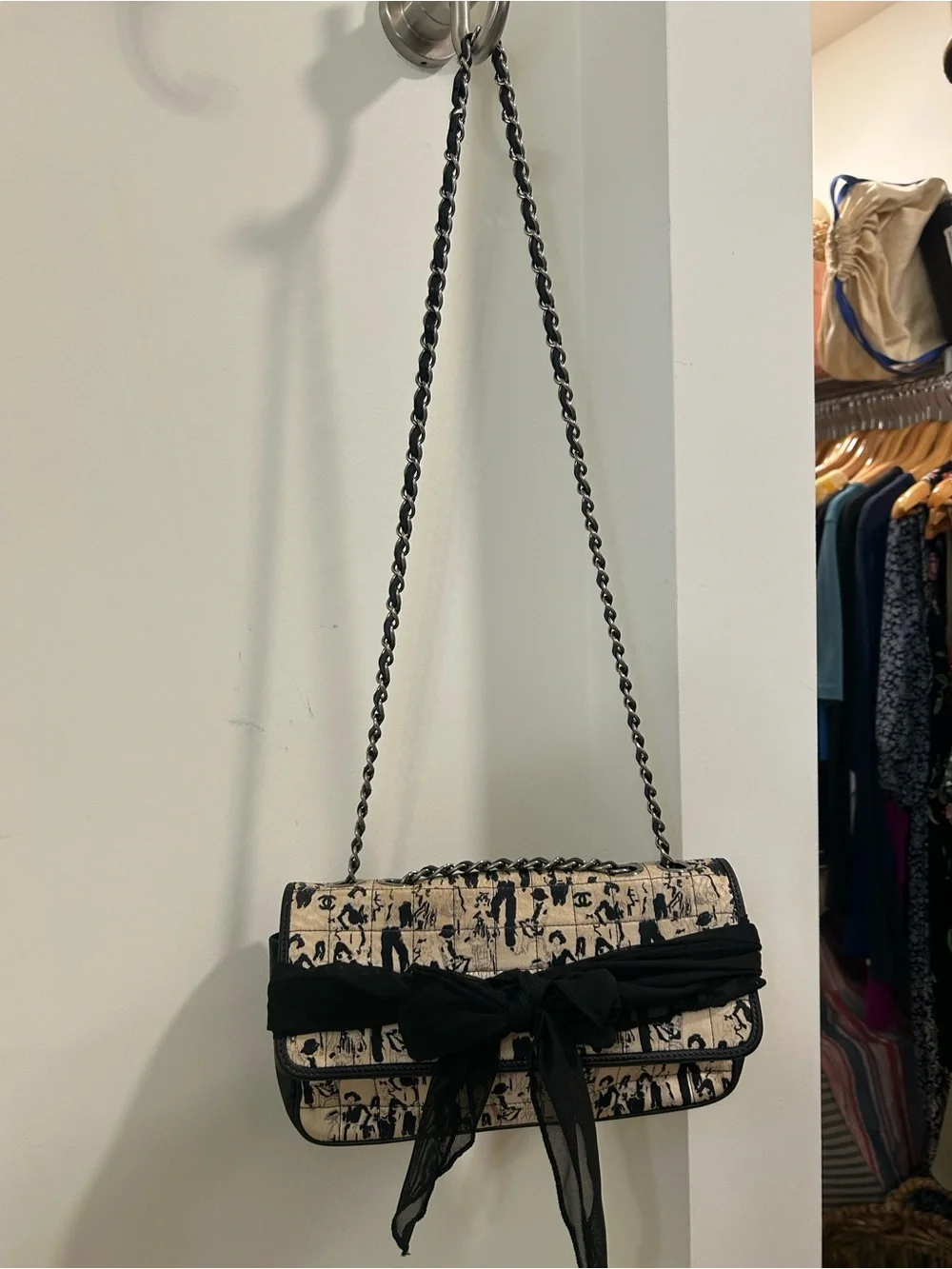 Authentic Vintage Chanel Madamoiselle Choco Bar Scarf bag Limited Edition